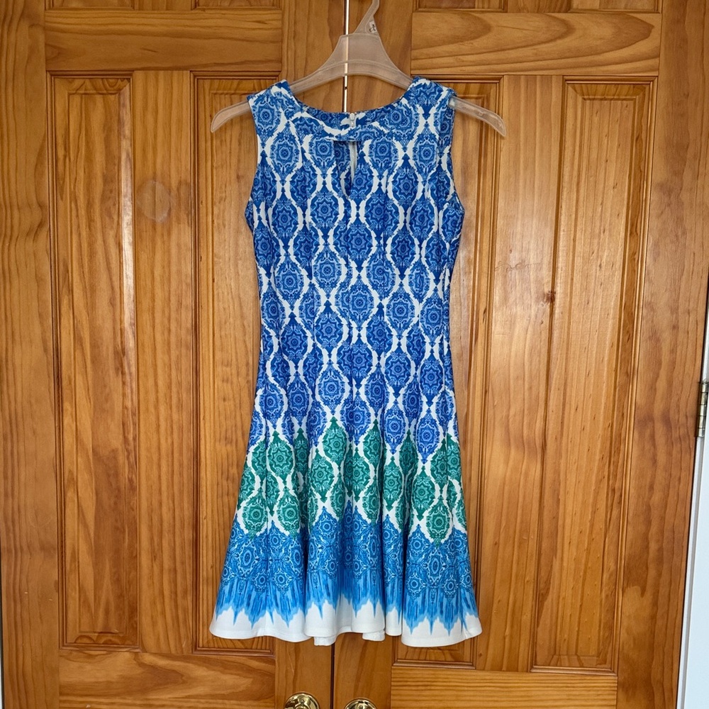Blue and Green Patterned Dress